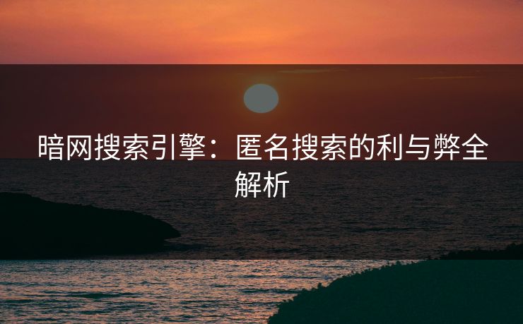 暗网搜索引擎：匿名搜索的利与弊全解析