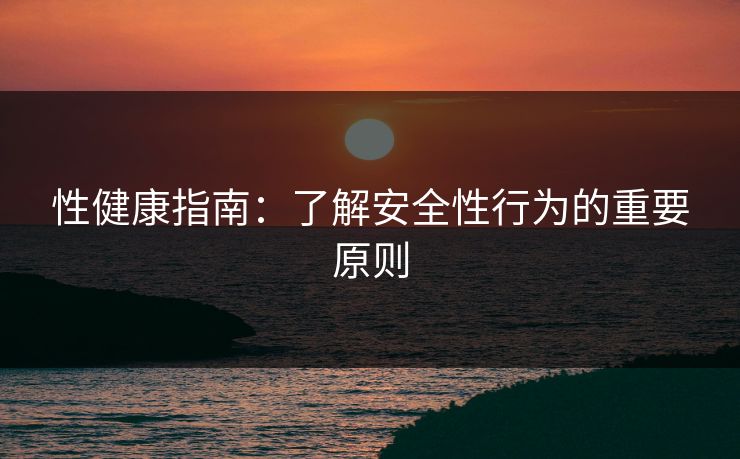 性健康指南：了解安全性行为的重要原则  第1张